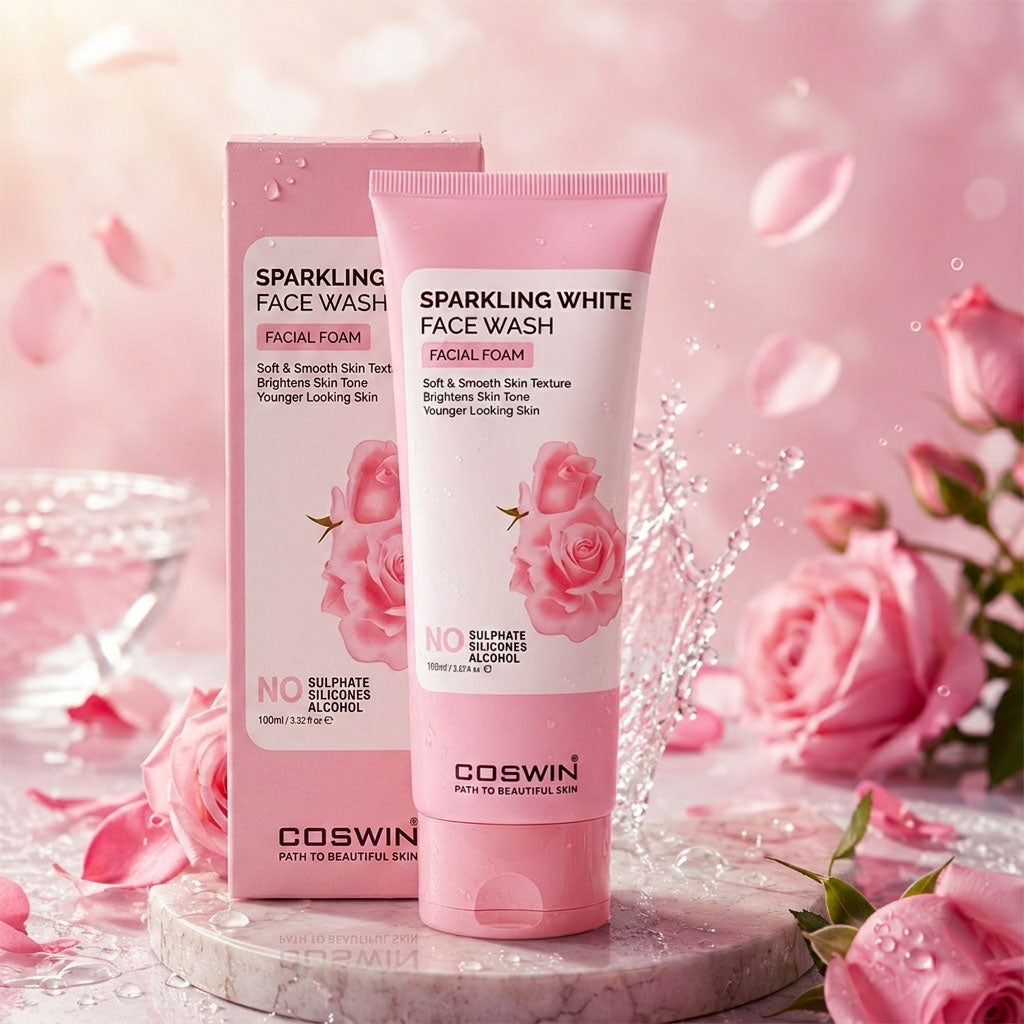 COSWIN Sparkling White Face Wash Facial Foam – Brightening & Gentle Exfoliating Formula