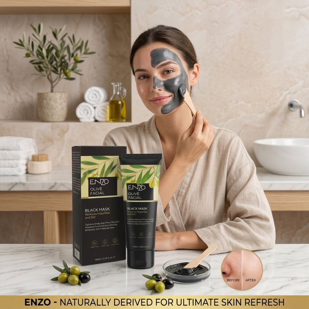 ENZO Olive Facial Black Mask – Pore Tightening & Anti-Wrinkle Peel-Off Mask