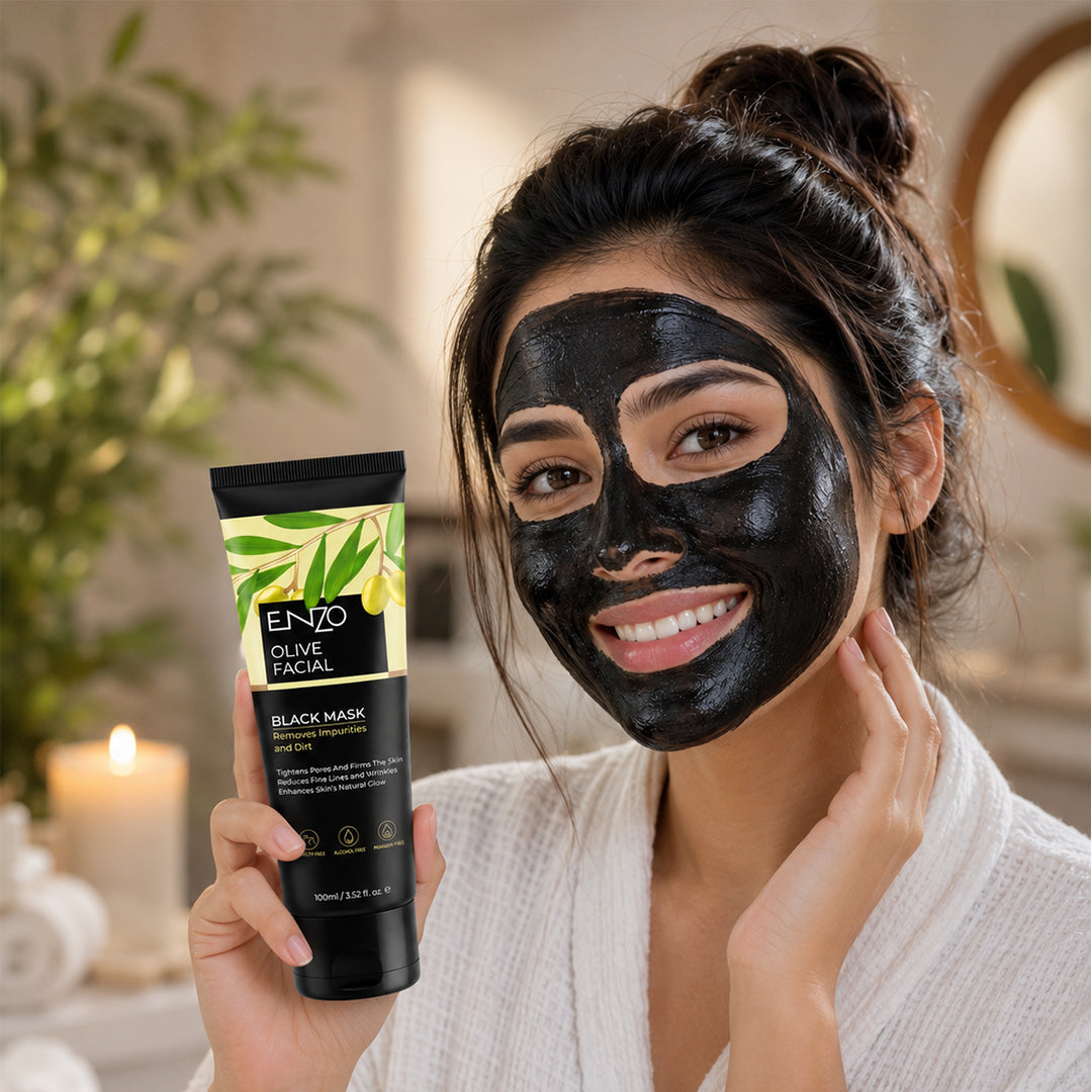 ENZO Olive Facial Black Mask – Pore Tightening & Anti-Wrinkle Peel-Off Mask