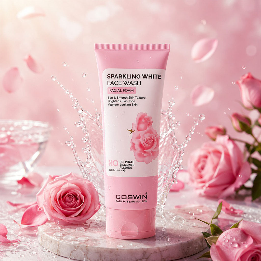 COSWIN Sparkling White Face Wash Facial Foam – Brightening & Gentle Exfoliating Formula