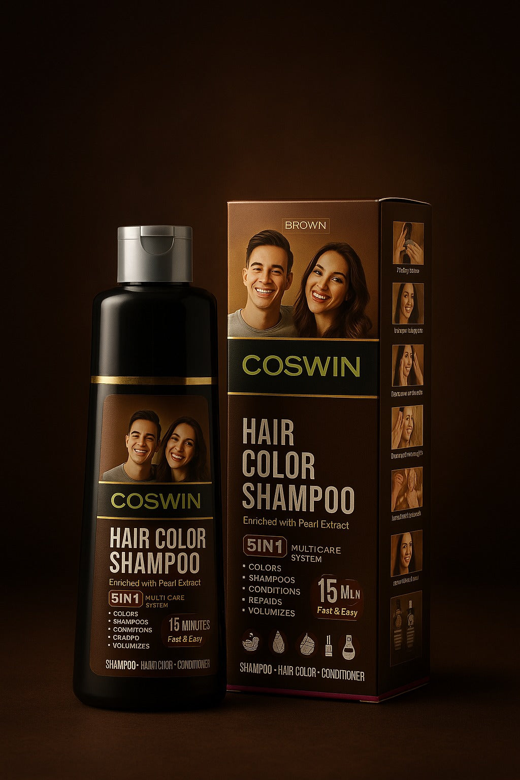COSWIN Hair Color Shampoo – 5 in 1 Instant Grey Coverage Hair Color