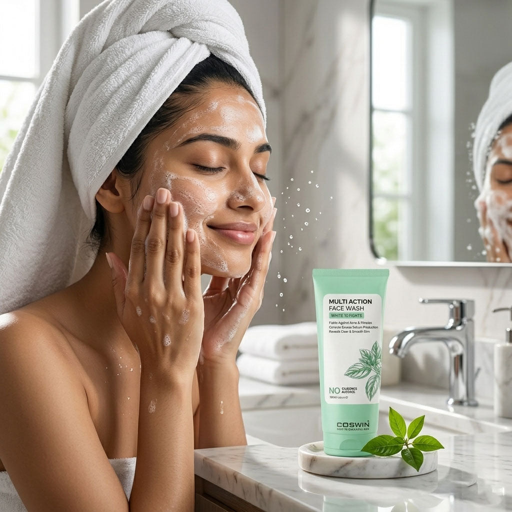 COSWIN Multi Action Face Wash White 10 Fights – Acne Defense & Sebum Control Formula