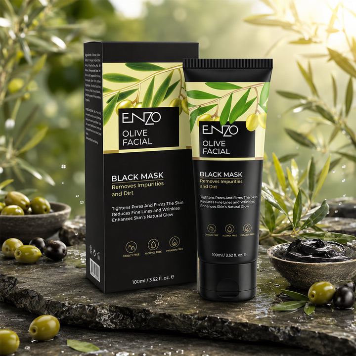 ENZO Olive Facial Black Mask – Pore Tightening & Anti-Wrinkle Peel-Off Mask