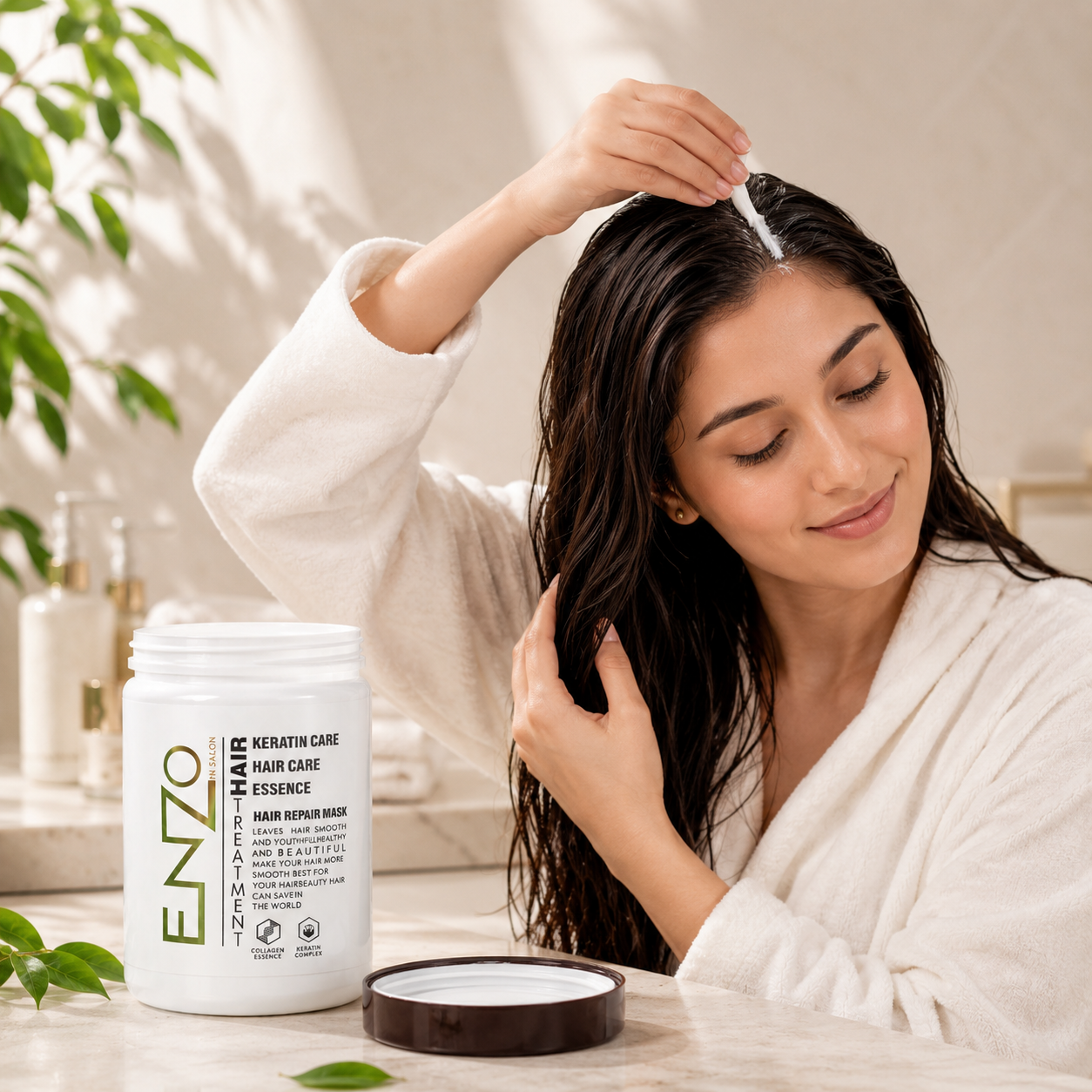 EMZO Keratin Care Hair Repair Mask – Collagen Essence Deep Hair Treatment for Smooth & Healthy Hair