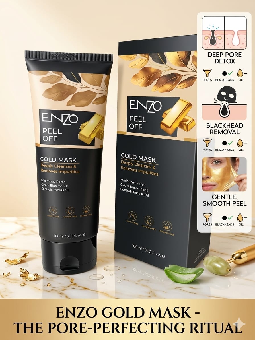 ENZO Peel Off Gold Mask – Deep Pore Detox & Blackhead Removal Face Mask