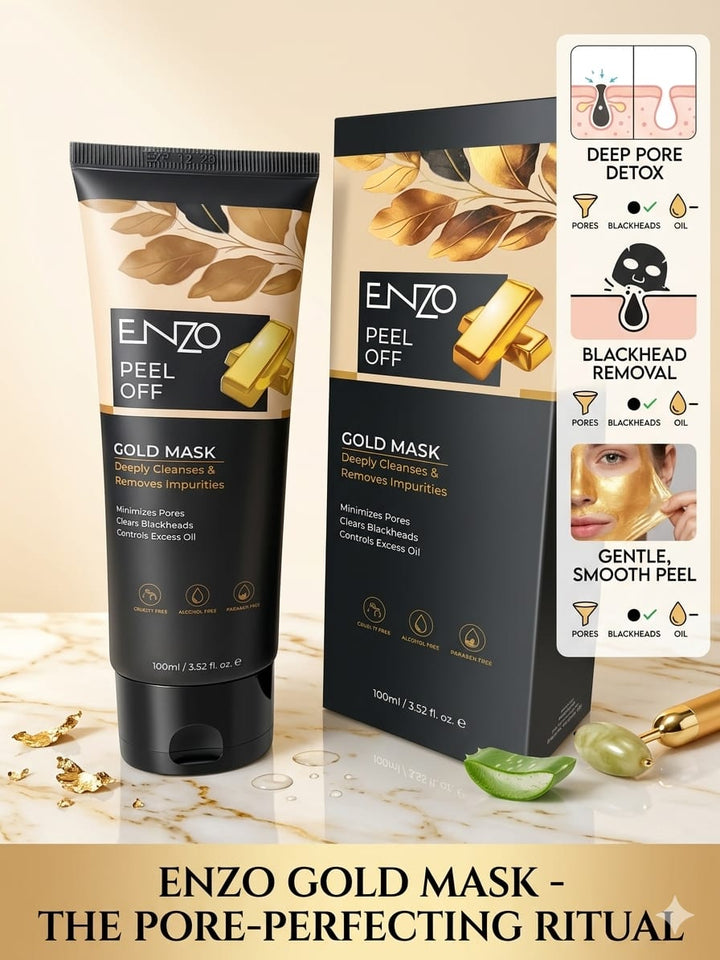 ENZO Peel Off Gold Mask – Deep Pore Detox & Blackhead Removal Face Mask