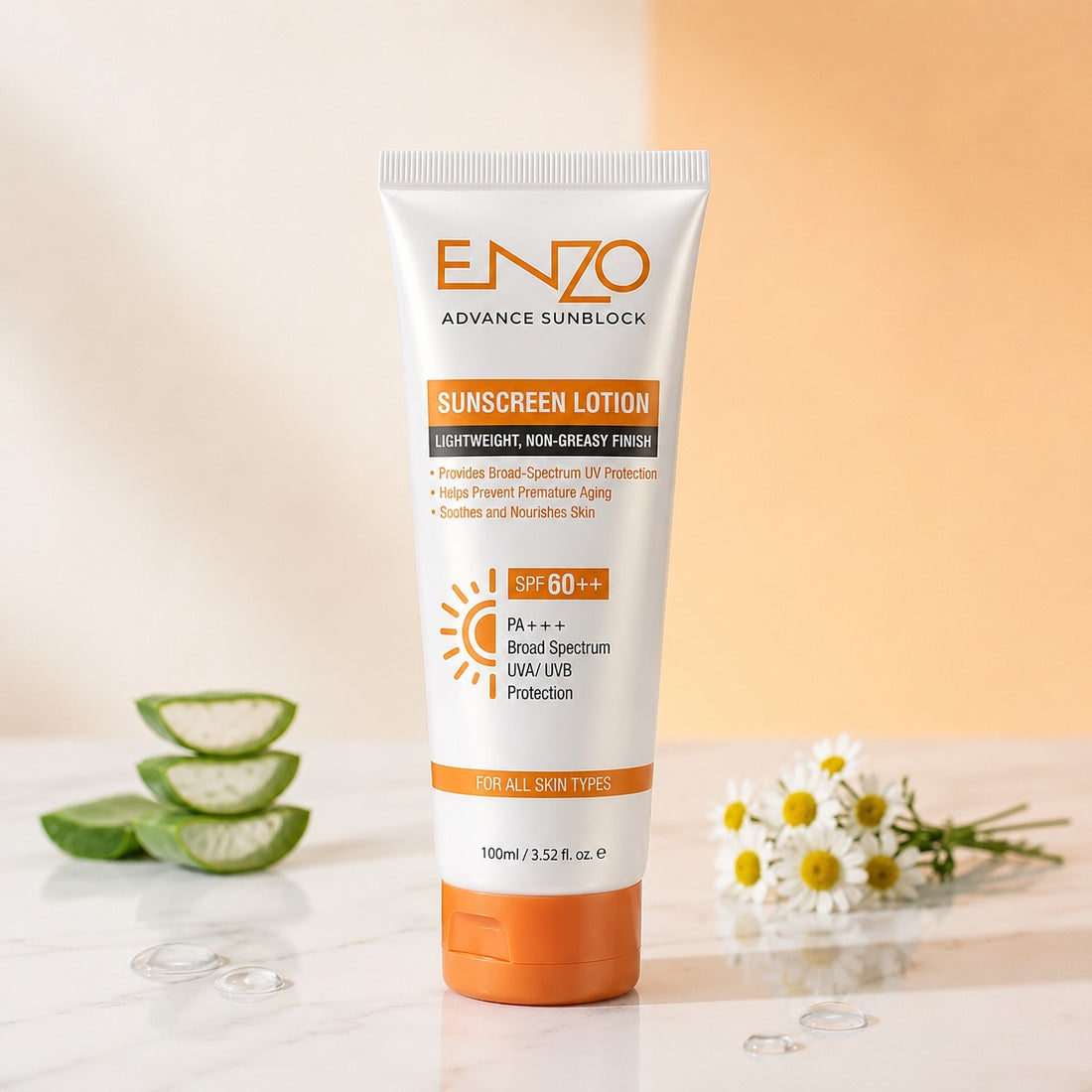 ENZO Advance Sunblock SPF 60++ – Lightweight UVA/UVB Protection Lotion