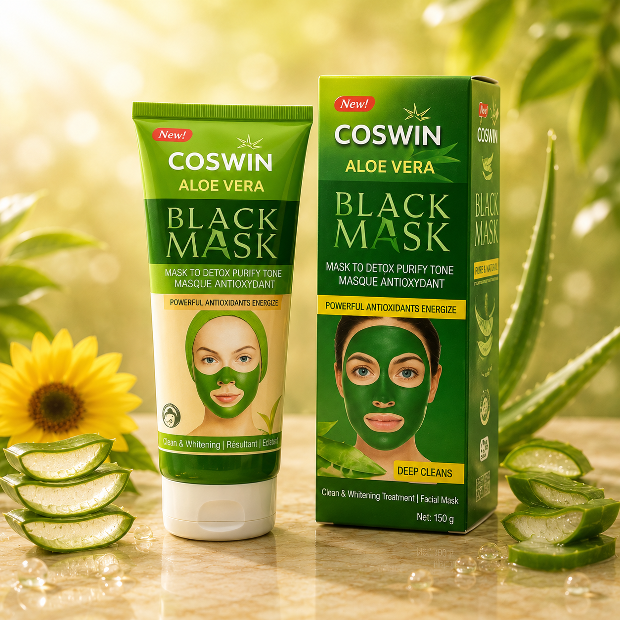 COSWIN Aloe Vera Black Mask – Deep Cleansing Facial Mask